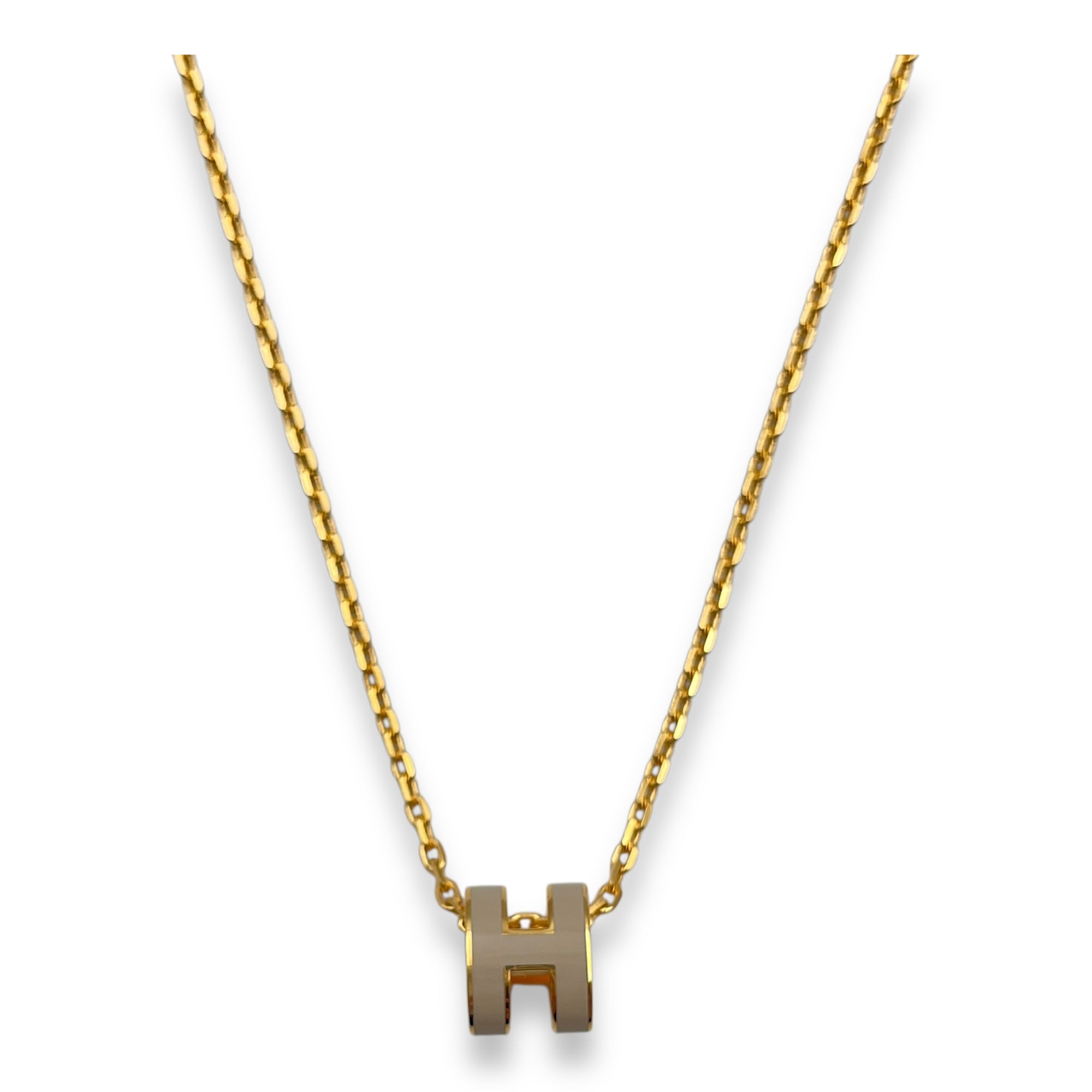 Mini Pop H Marron Glace Pendant, Gold hardware