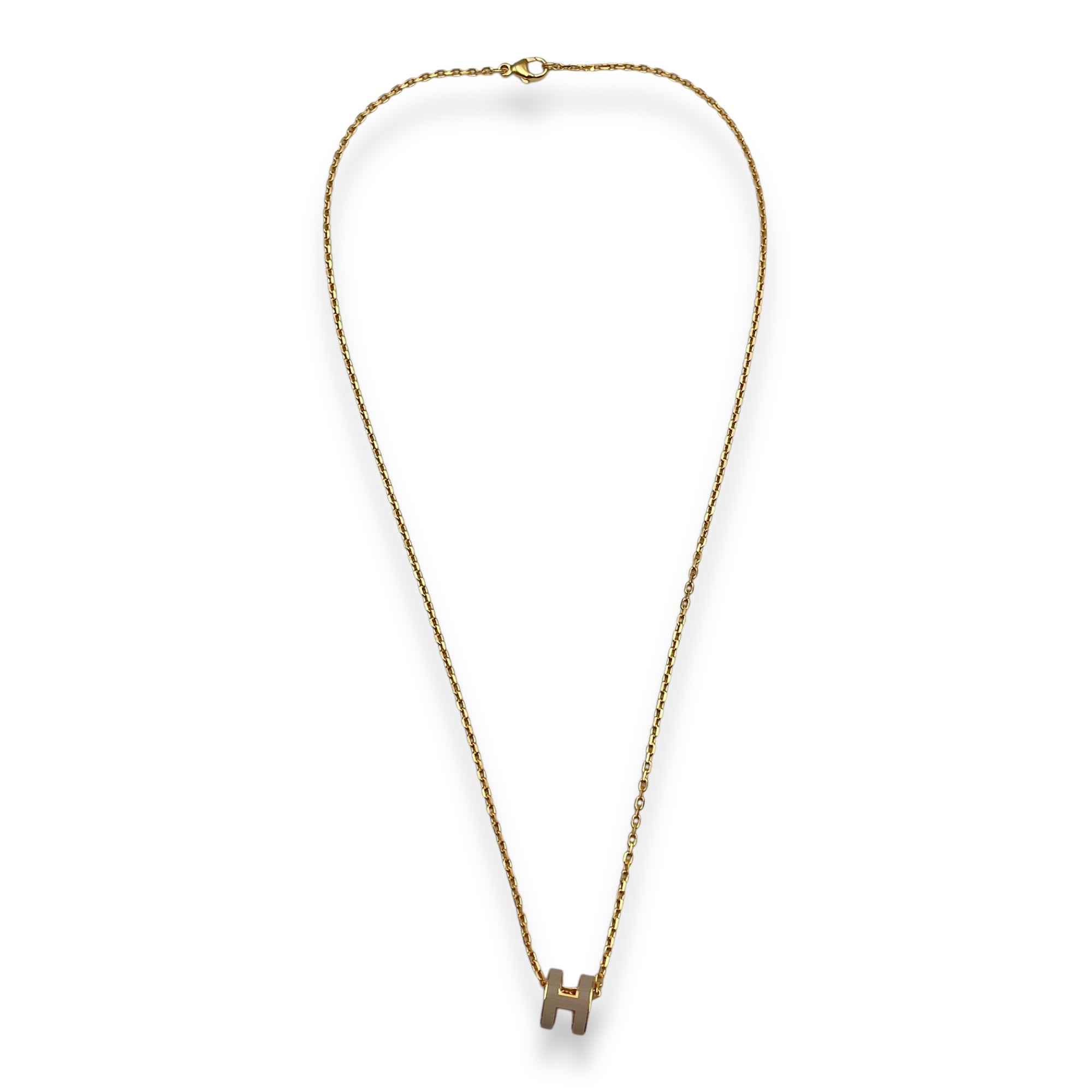 Mini Pop H Marron Glace Pendant, Gold hardware