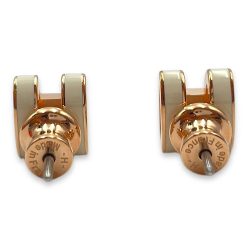 Mini Pop H White Earrings, Rose Gold hardware