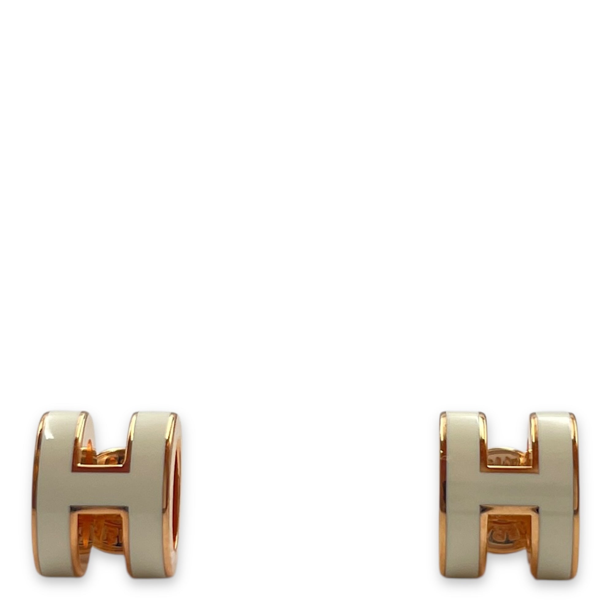 Mini Pop H White Earrings, Rose Gold hardware