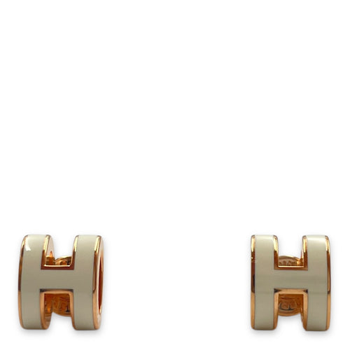 Mini Pop H White Earrings, Rose Gold hardware