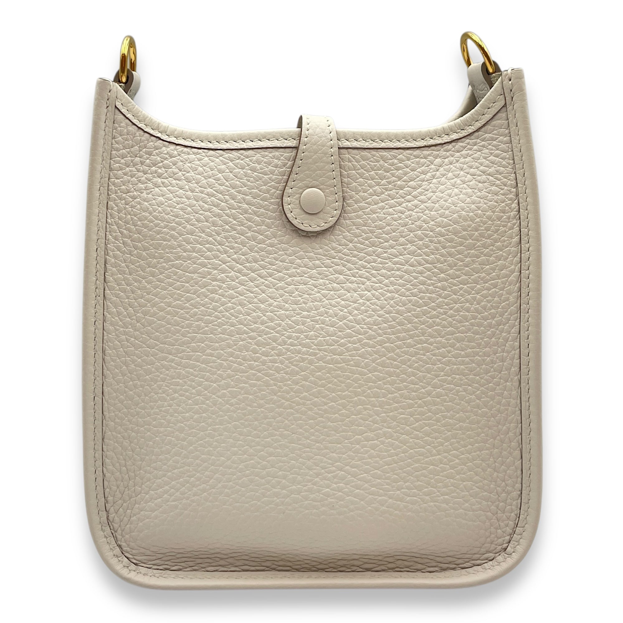 Evelyne (Short Strap) Mini Gris Pale in Clemence, Gold hardware