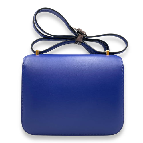 Constance 18 Blue Electric in Tadelakt, Gold hardware