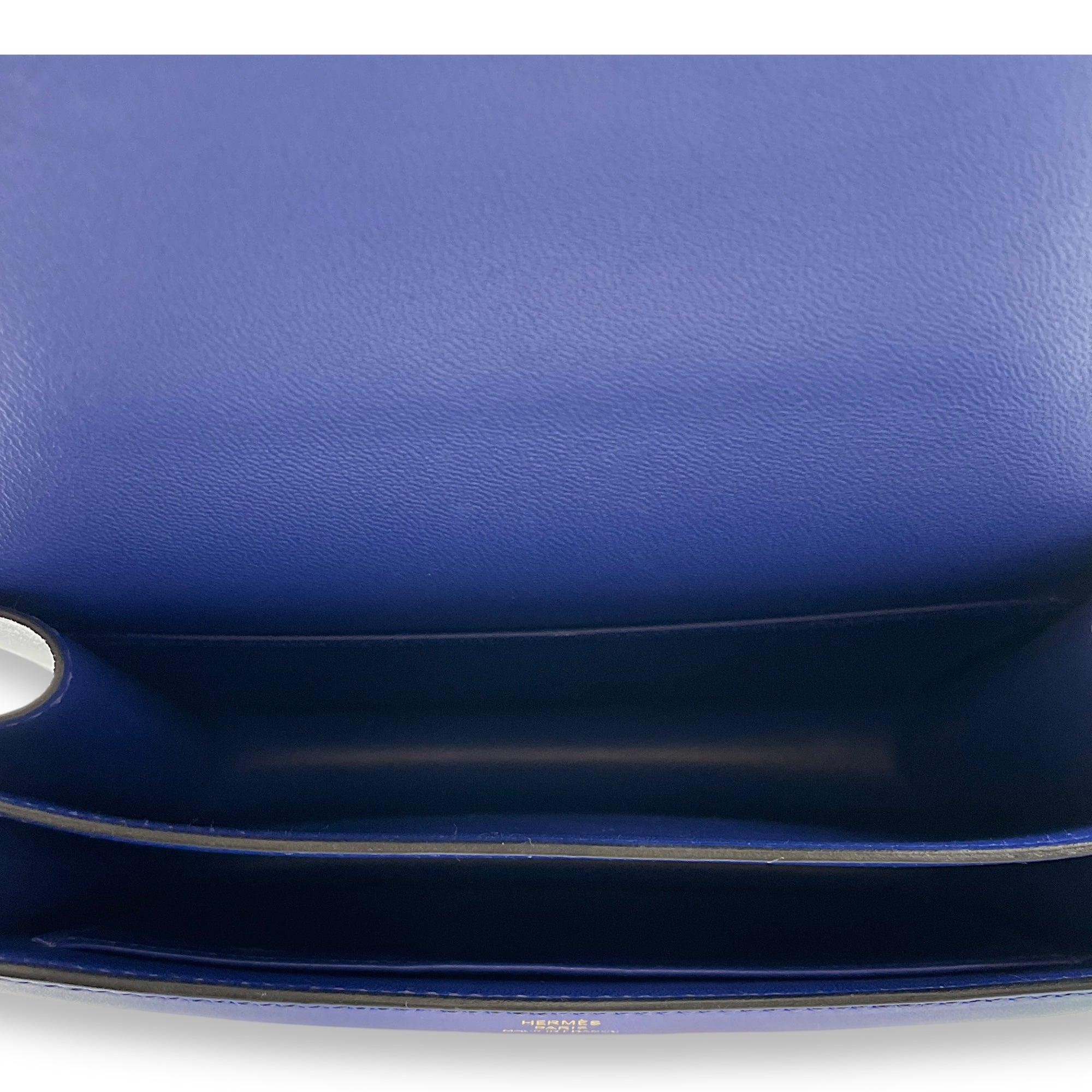 Constance 18 Blue Electric in Tadelakt, Gold hardware