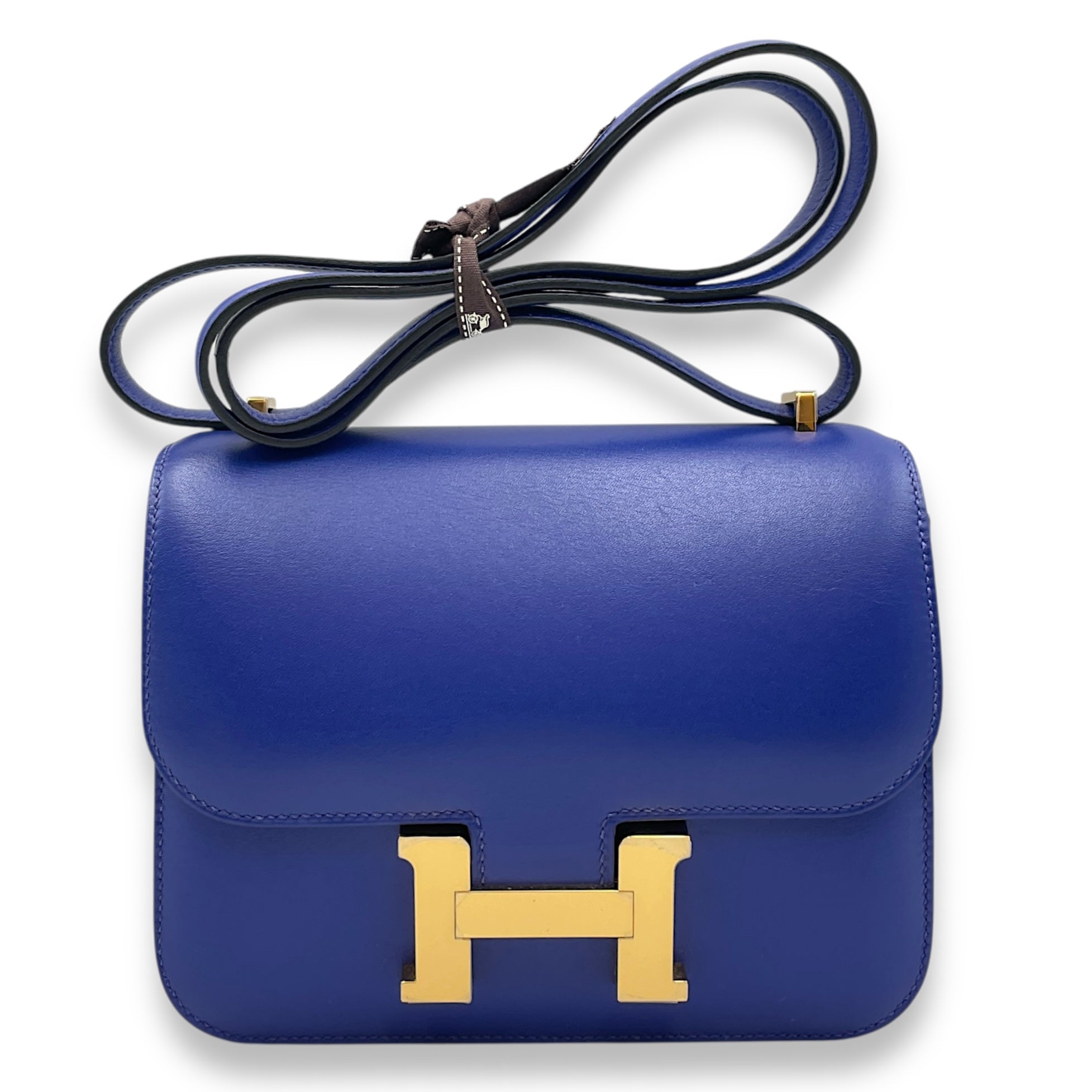 Constance 18 Blue Electric in Tadelakt, Gold hardware