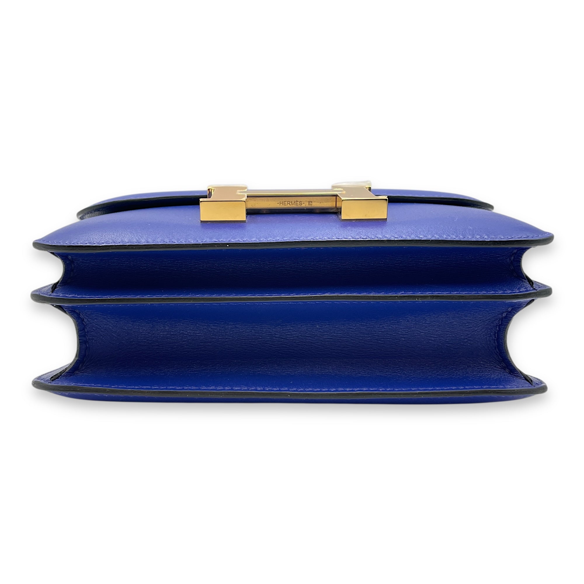 Constance 18 Blue Electric in Tadelakt, Gold hardware