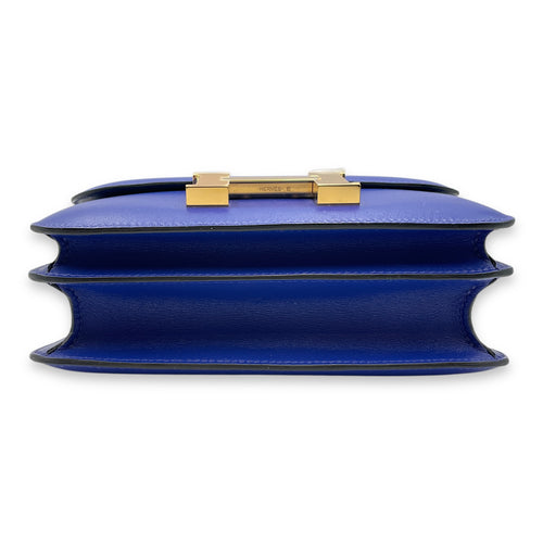 Constance 18 Blue Electric in Tadelakt, Gold hardware