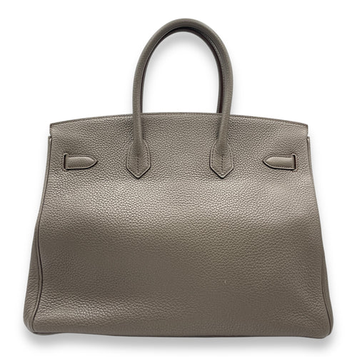 Birkin 35 Etain/Graphite/Gris Fonce in Clemence/Lizard, Permabrass hardware