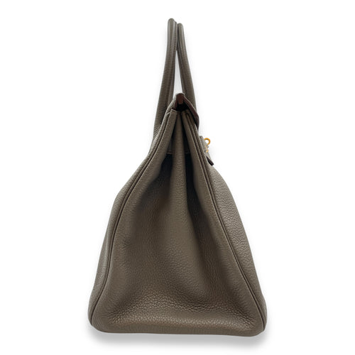 Birkin 35 Etain/Graphite/Gris Fonce in Clemence/Lizard, Permabrass hardware