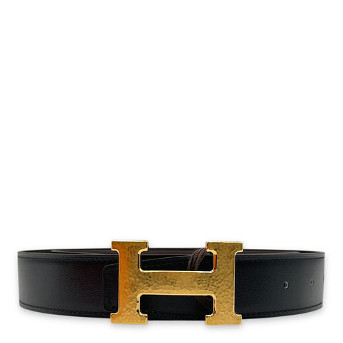 H 32mm x 90cm Black/Chocolate Belt Kit in Togo/Box, Gold hardware