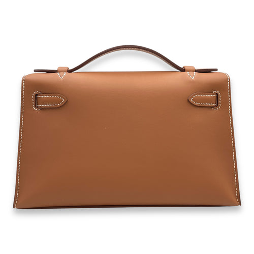 Kelly Pochette Gold in Swift, Gold hardware