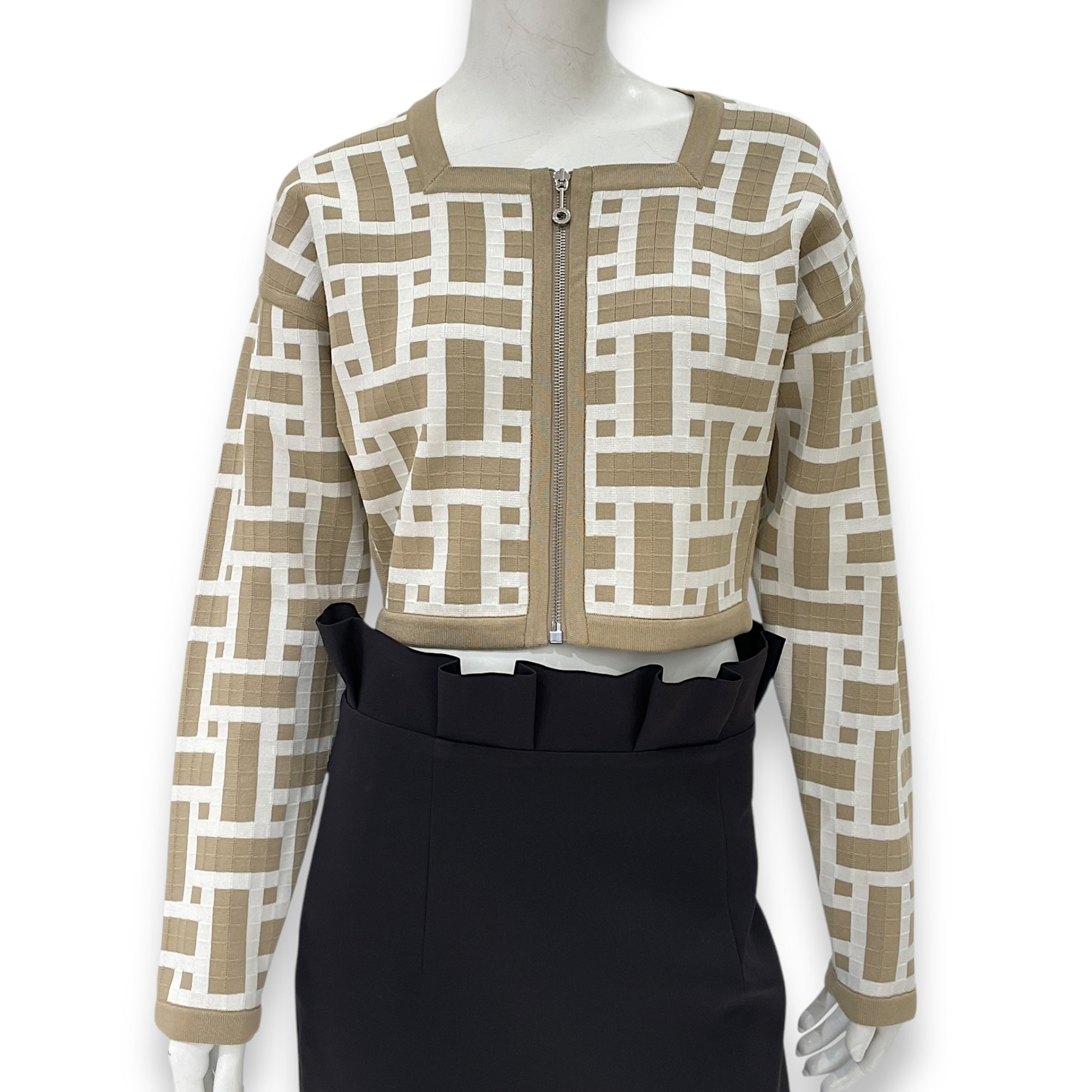 Mosaique Short Zipped Jacket 38 Beige Ready-To-Wear