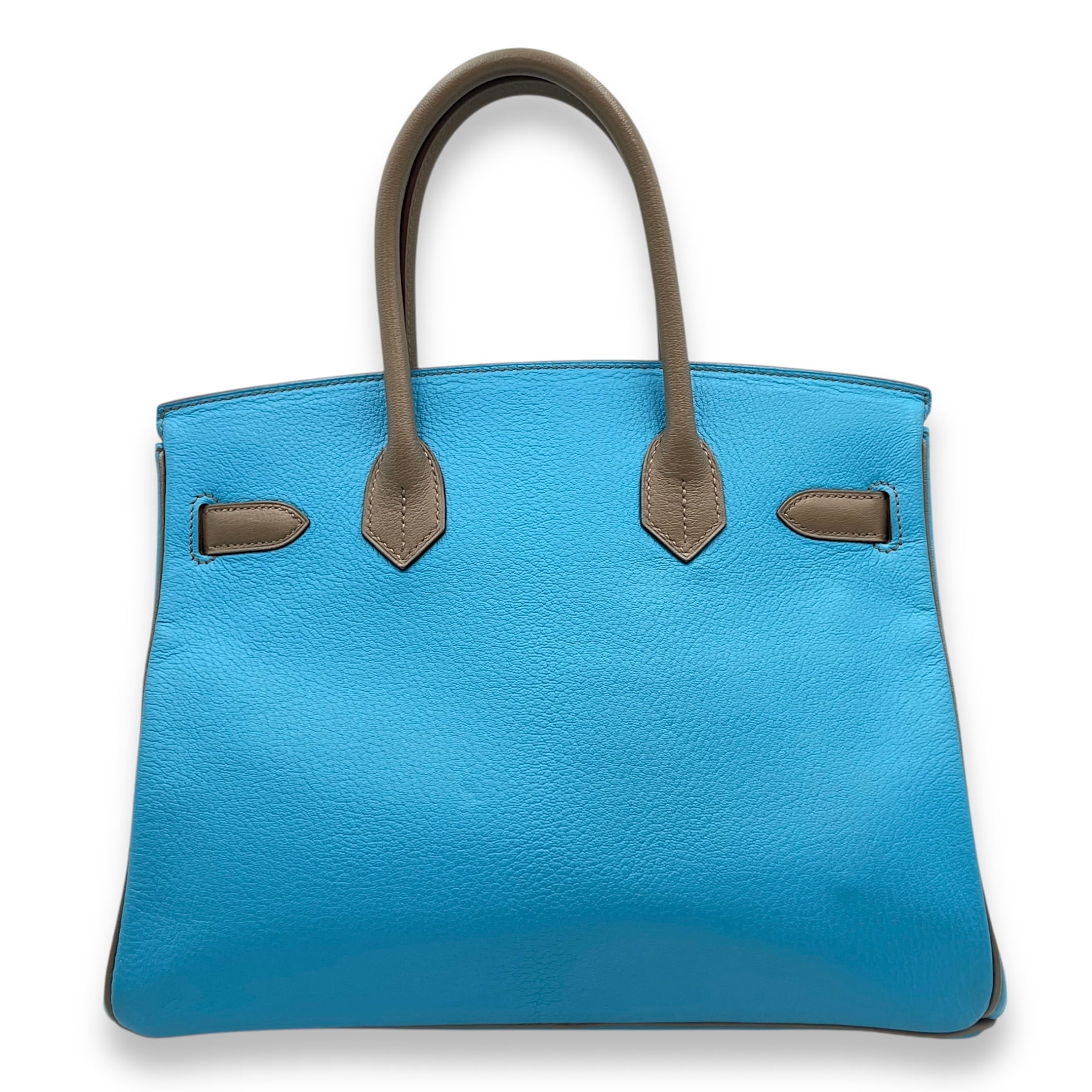HSS Birkin 30 Blue Azteque/Gris Tourterelle in Chevre Mysore, Gold hardware