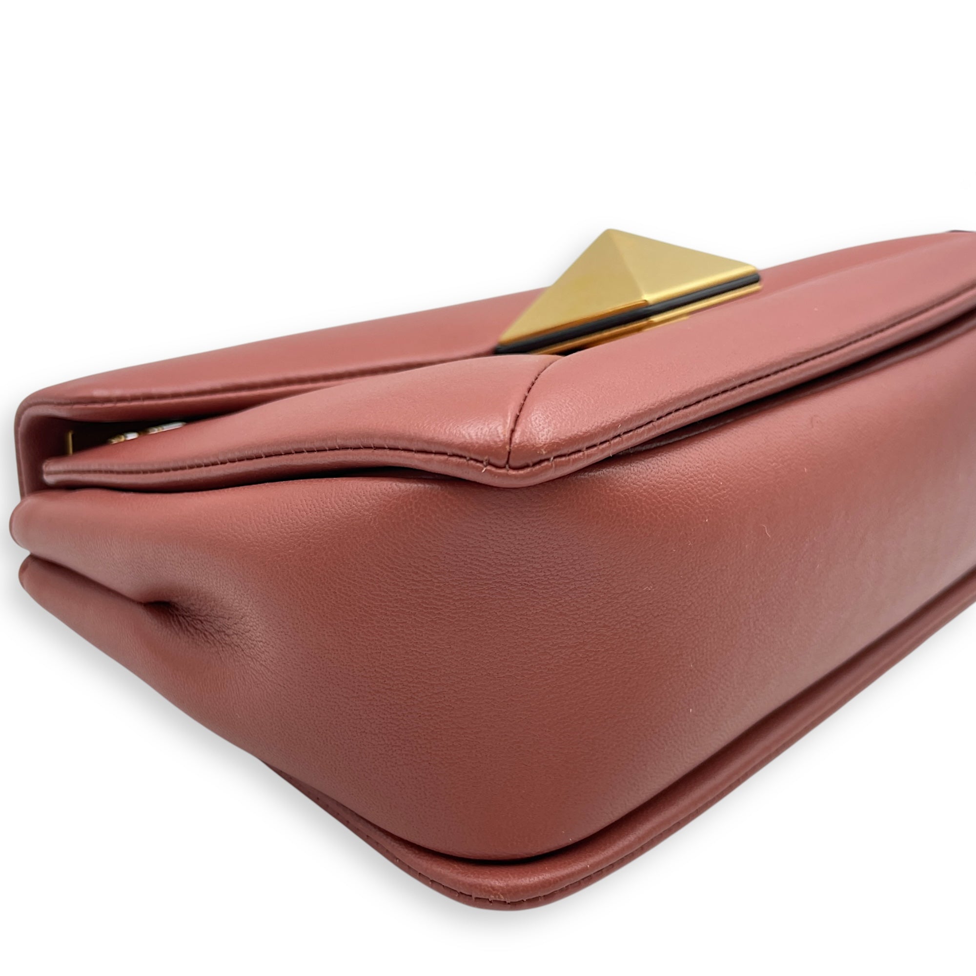 Garavani One Stud Brown Crossbody Bag in Nappa Leather, Gold hardware