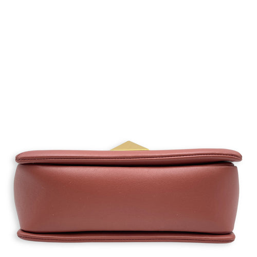 Garavani One Stud Brown Crossbody Bag in Nappa Leather, Gold hardware