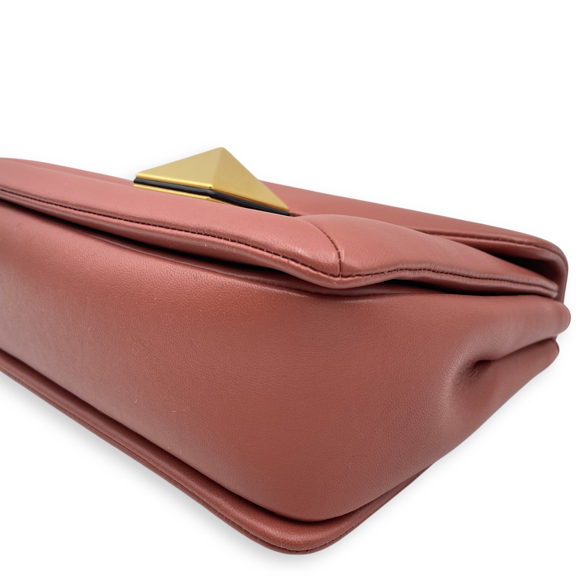 Garavani One Stud Brown Crossbody Bag in Nappa Leather, Gold hardware