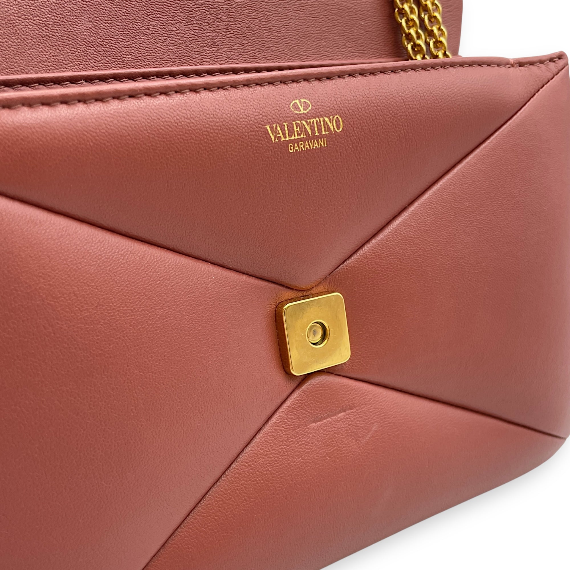 Garavani One Stud Brown Crossbody Bag in Nappa Leather, Gold hardware