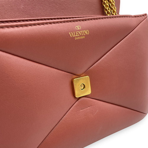 Garavani One Stud Brown Crossbody Bag in Nappa Leather, Gold hardware