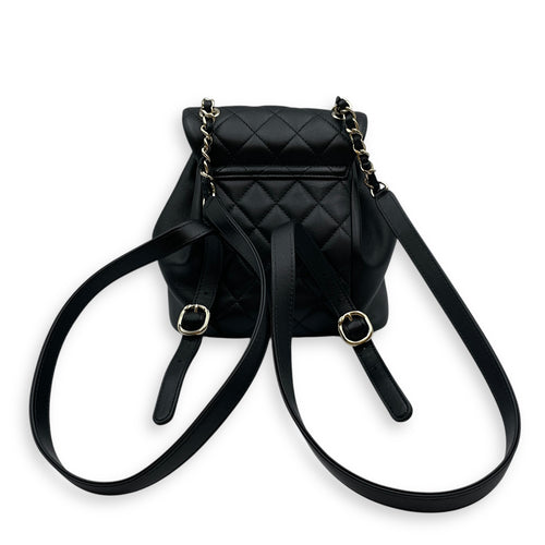 Duma Black Backpack in Lambskin, Gold hardware