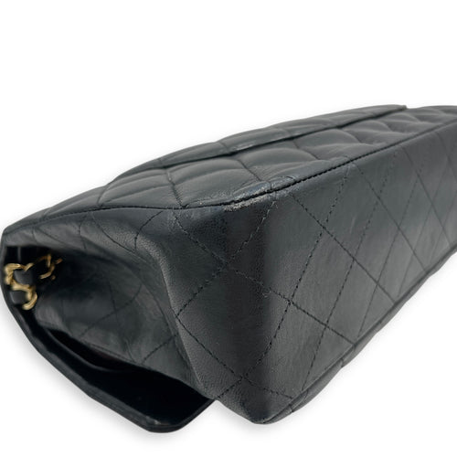 Classic Medium Black Double Flap Bag in Lambskin, Gold hardware