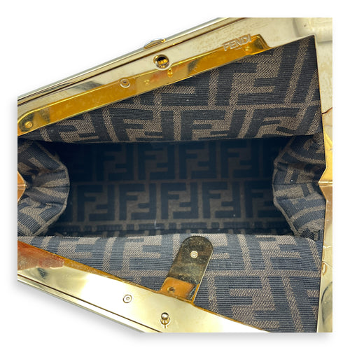 Fendi First Small Brown Shoulder Bag in Shiny Nappa, Gold hardware
