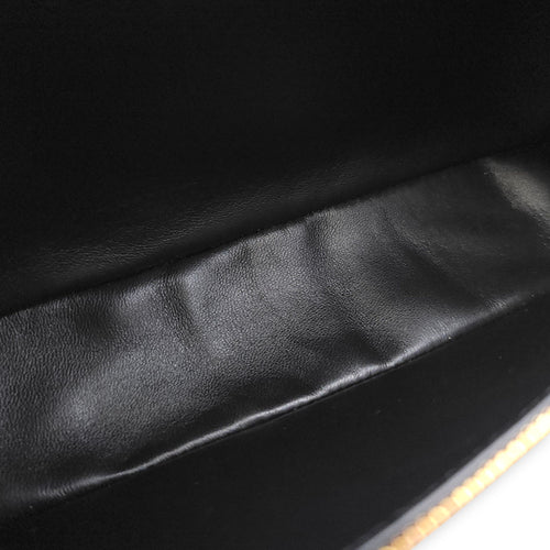 Extra Pocket 19 Black Crossbody Bag in Ostrich, Gold hardware