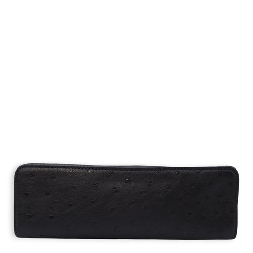 Extra Pocket 19 Black Crossbody Bag in Ostrich, Gold hardware