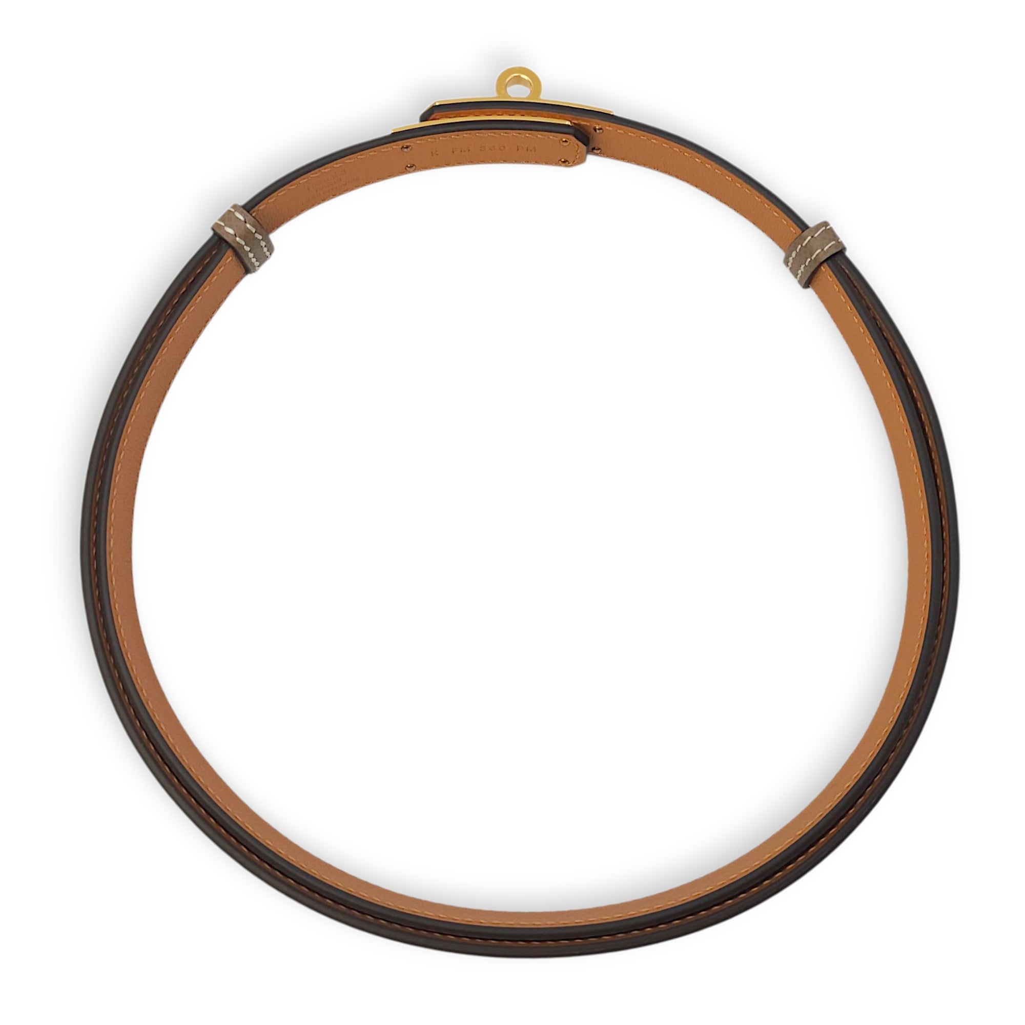 Kelly 18 Etoupe Belt in Epsom, Gold hardware
