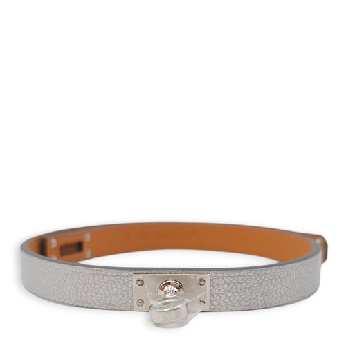 Mini Kelly Double Tour T2 Argent Bracelet in Chevre Mysore, Palladium hardware