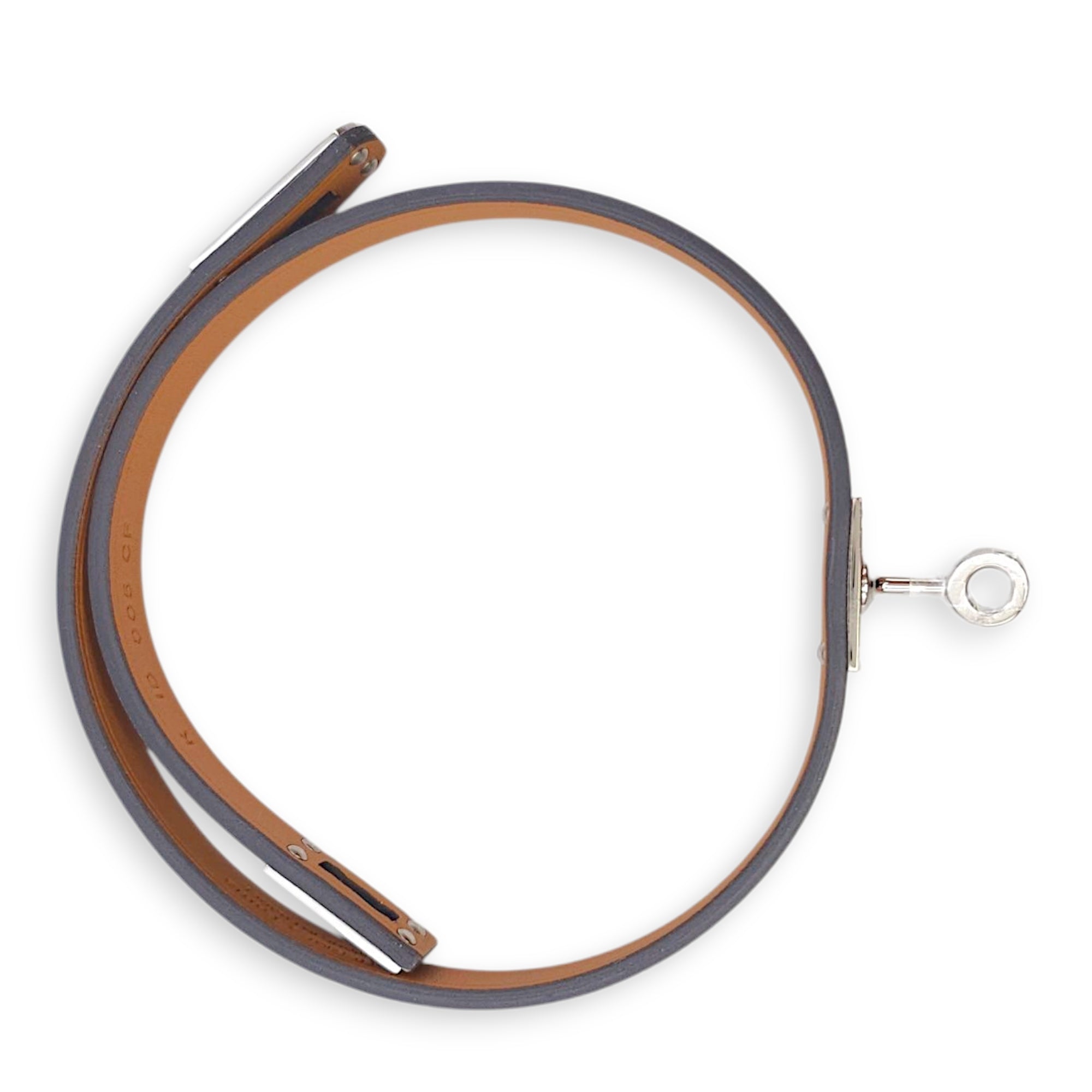 Mini Kelly Double Tour T2 Argent Bracelet in Chevre Mysore, Palladium hardware