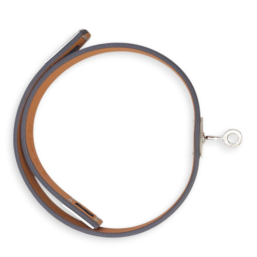 Mini Kelly Double Tour T2 Argent Bracelet in Chevre Mysore, Palladium hardware