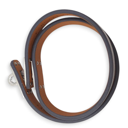 Mini Kelly Double Tour T2 Argent Bracelet in Chevre Mysore, Palladium hardware