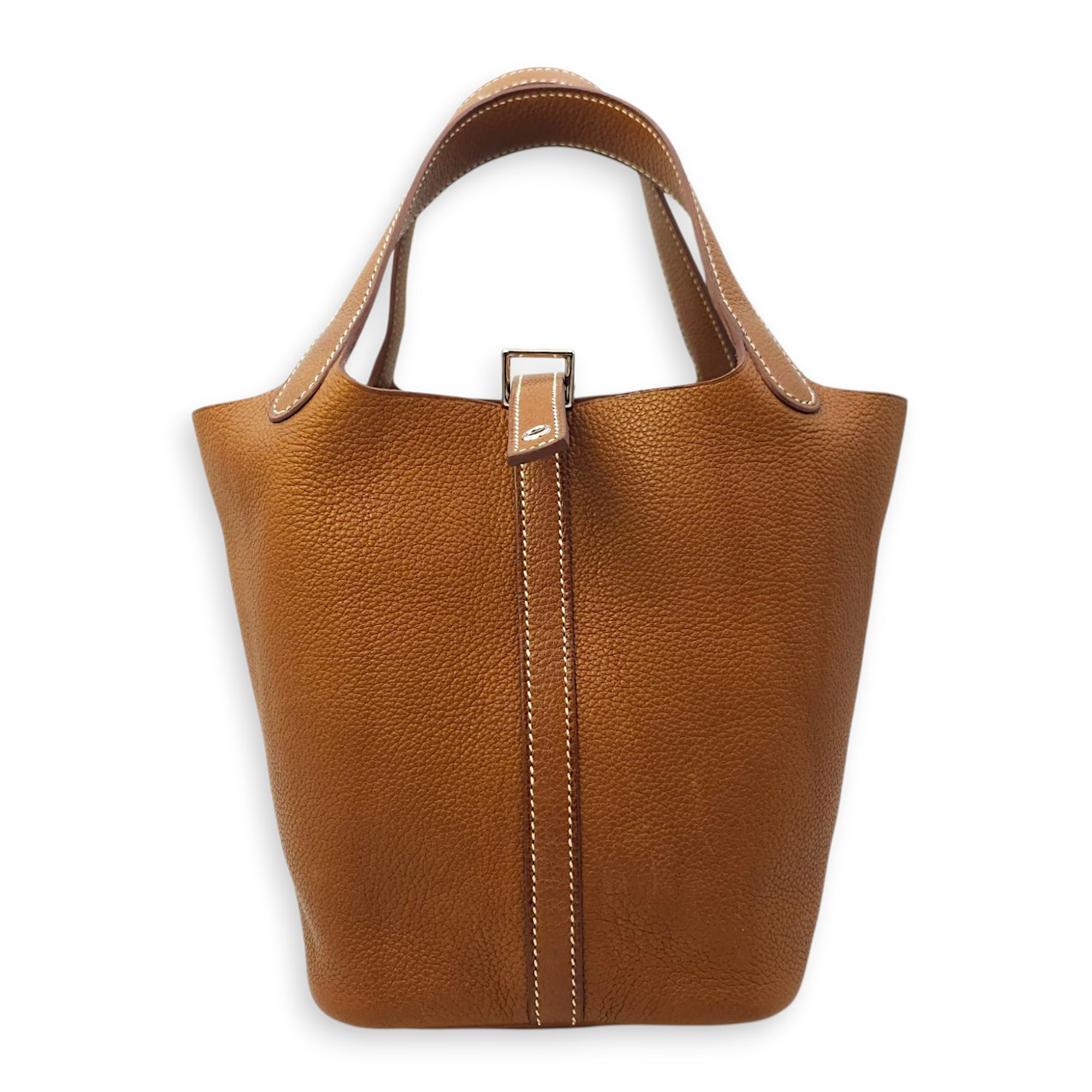 Picotin 18 Fauve in Barenia Faubourg, Palladium hardware