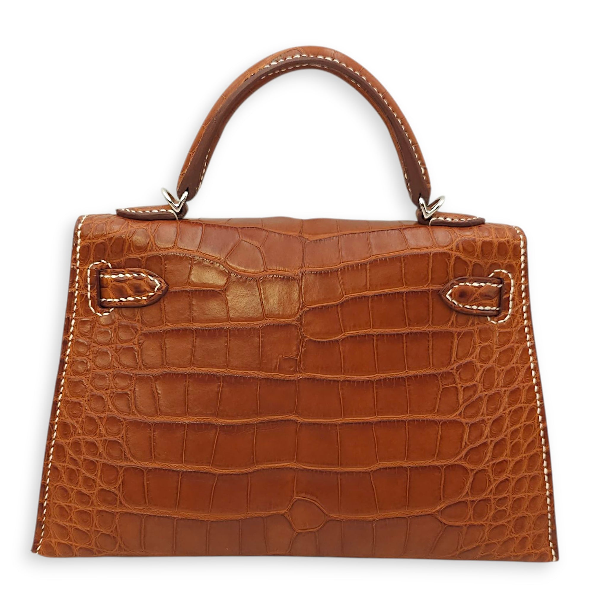 Sellier Kelly 20 Fauve in Matte Alligator, Palladium hardware