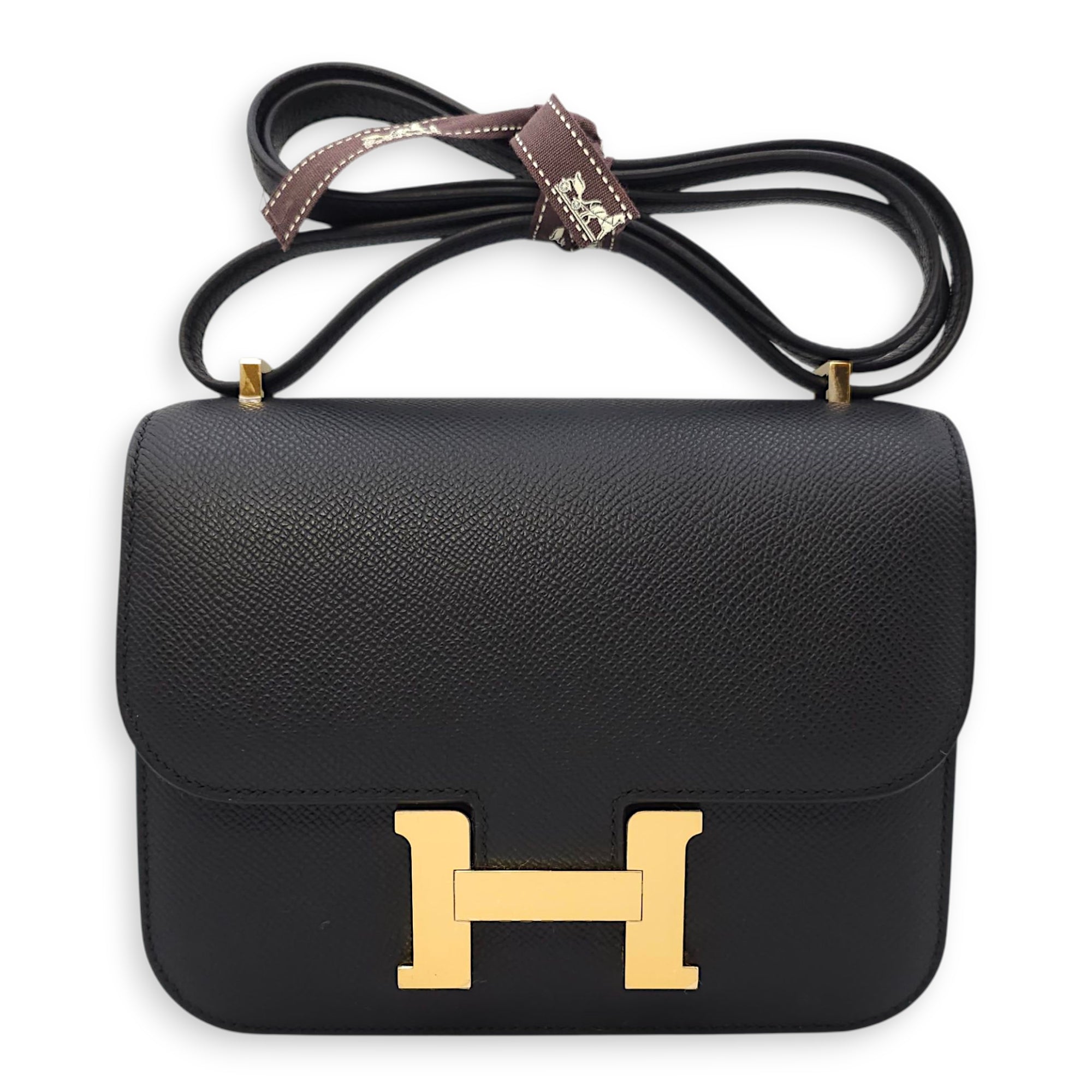 Constance Mirror 18 Black in Epsom, Gold hardware