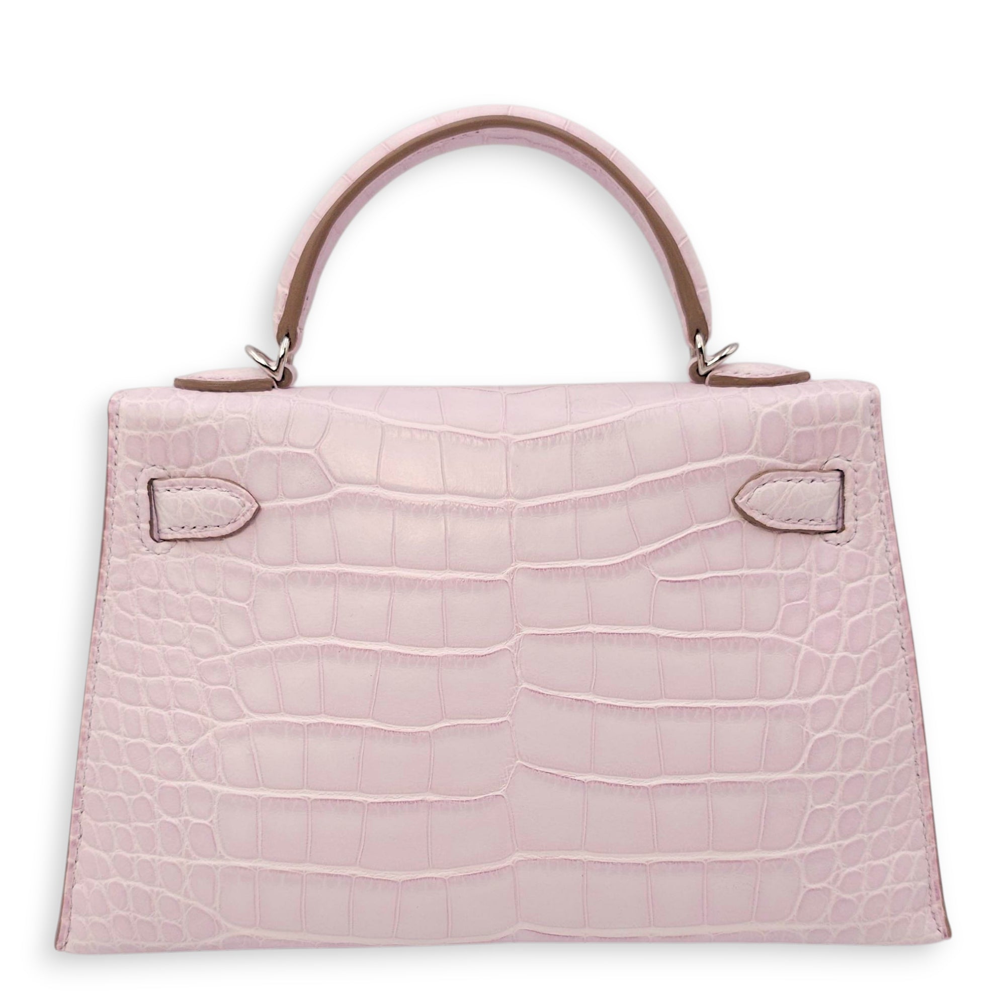 Sellier Kelly 20 Mauve Pale in Matte Alligator, Palladium hardware