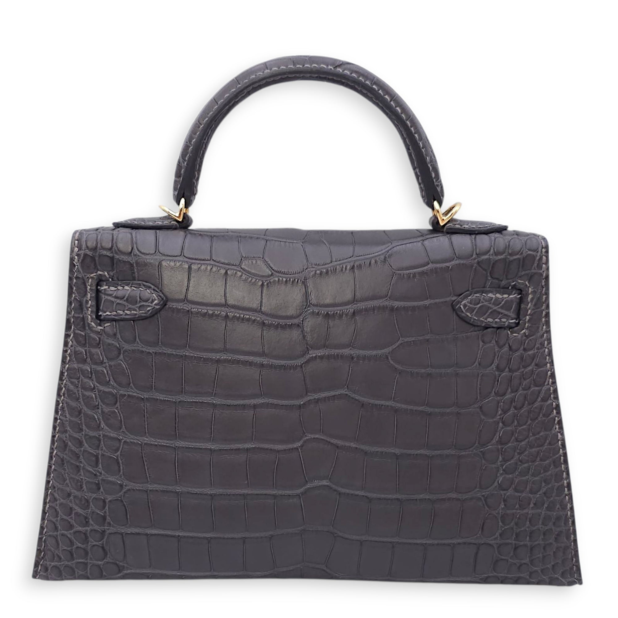 Sellier Kelly 20 Graphite in Matte Alligator, Gold hardware
