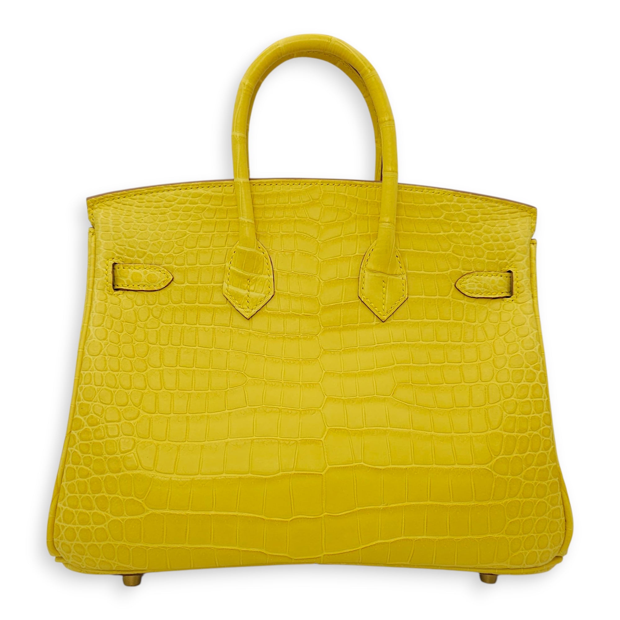 Birkin 25 Mimosa in Matte Porosus, Gold hardware