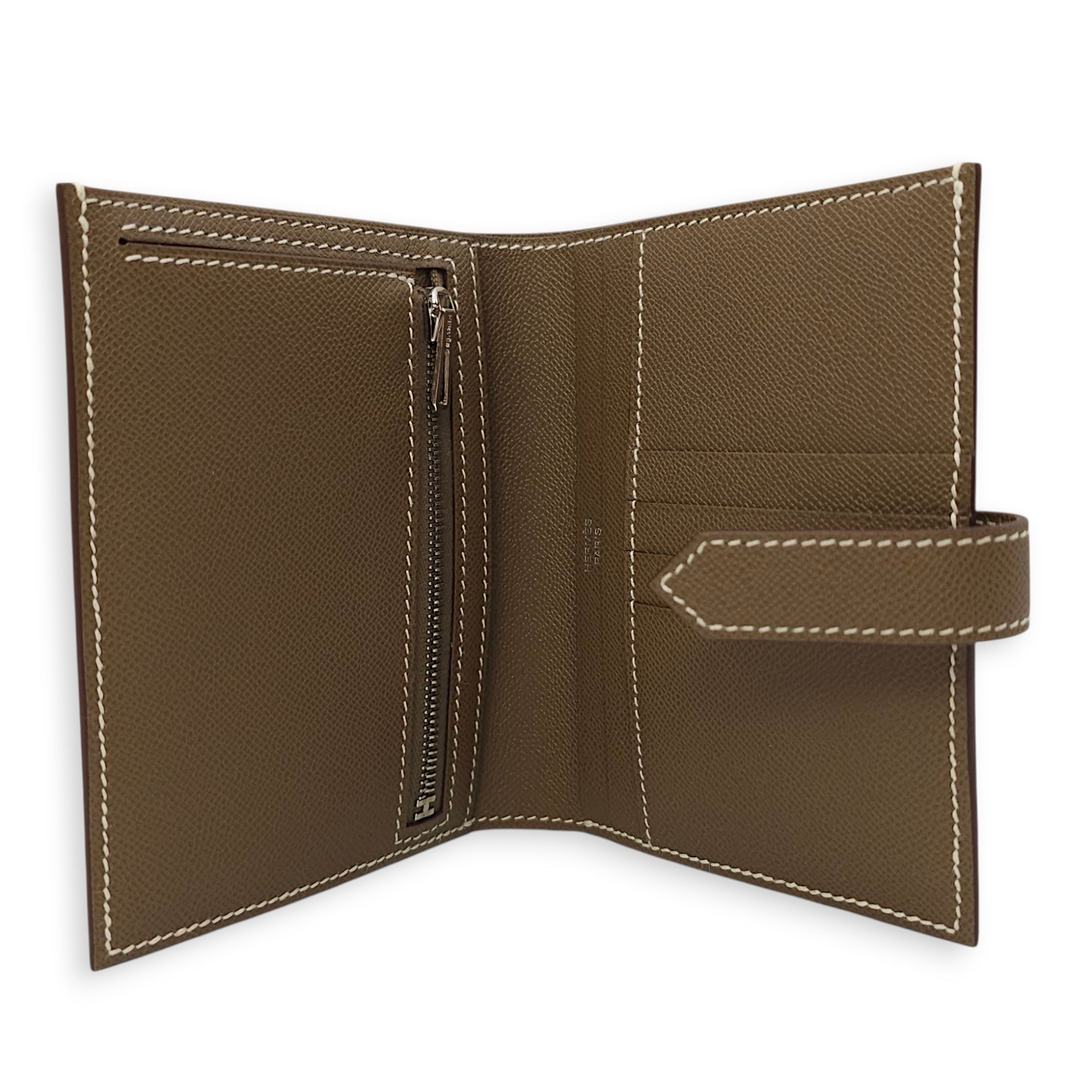 Bearn Compact Etoupe Wallet in Madame, Palladium hardware