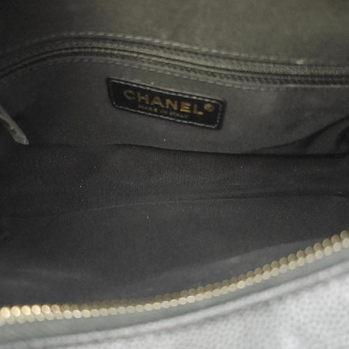 Quilted In & Out Small Black Camera Bag with Slim Pouch in Caviar Leather, Gold hardware