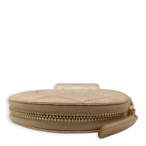 Quilted Duo Round Metallic Gold Clip on Purse in Lambskin Gold hardware CL2511-16621 10