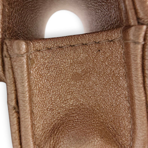 Quilted Duo Round Metallic Gold Clip on Purse in Lambskin, Gold hardware