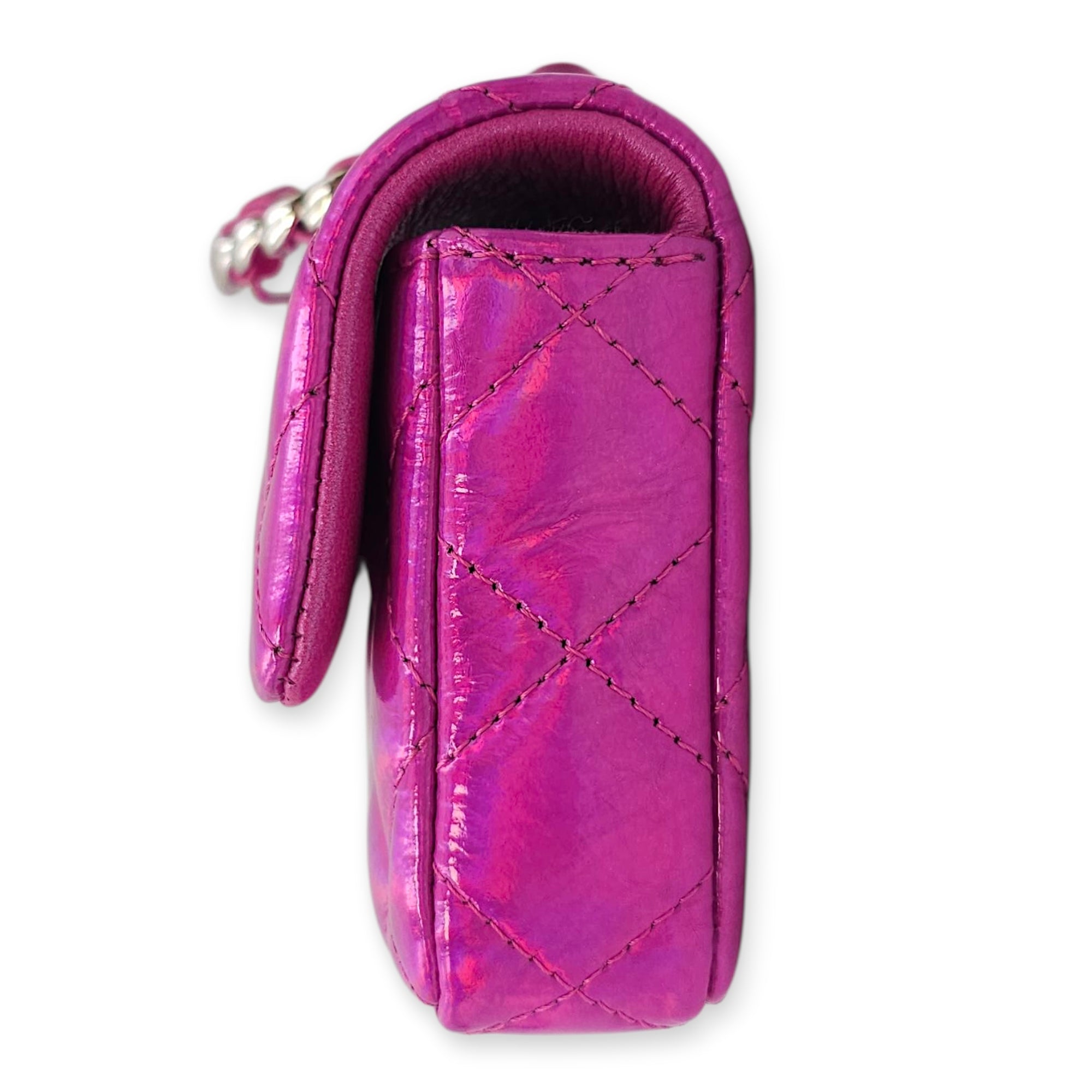 24C Fuschia Card Holder/Pouch in Metallic, Silver hardware