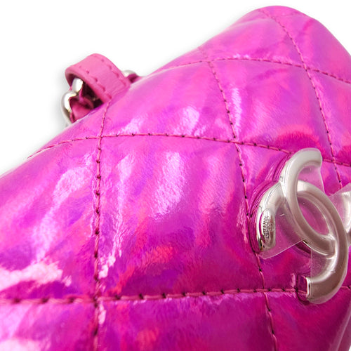 24C Fuschia Card Holder/Pouch in Metallic, Silver hardware