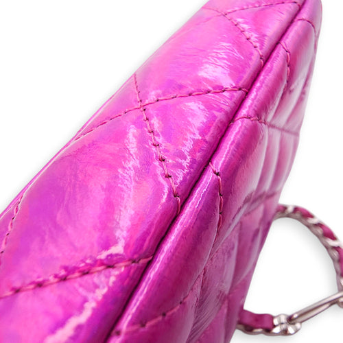 24C Fuschia Card Holder/Pouch in Metallic, Silver hardware