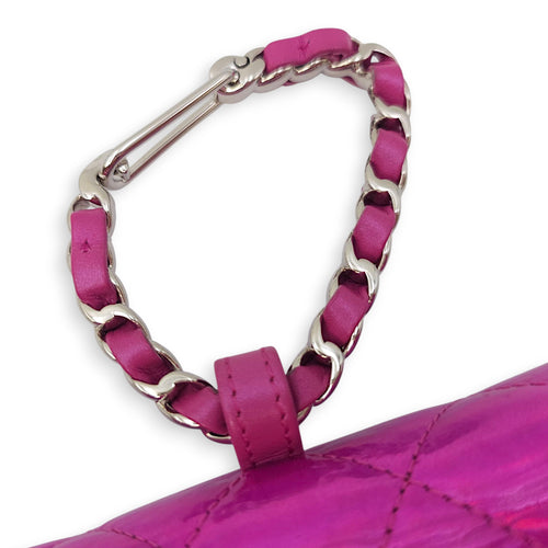 24C Fuschia Card Holder/Pouch in Metallic, Silver hardware