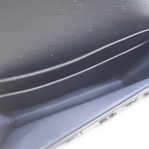 Saddle Lotus Blue Oblique Card Holder in Canvas, Gold hardware