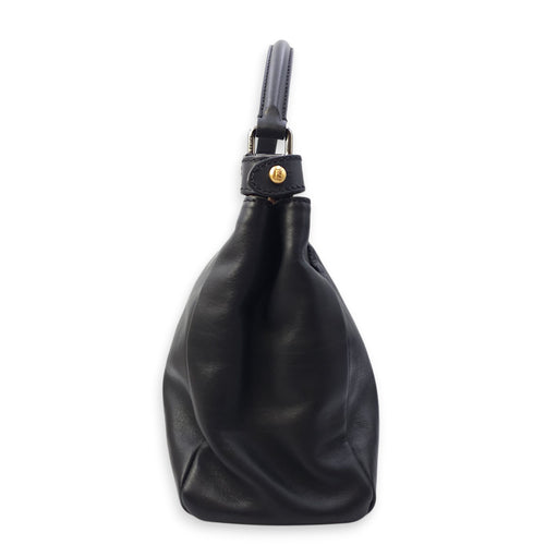 Peekaboo with Leapord Print Medium Black Shoulder Bag in Calfskin, Gold hardware