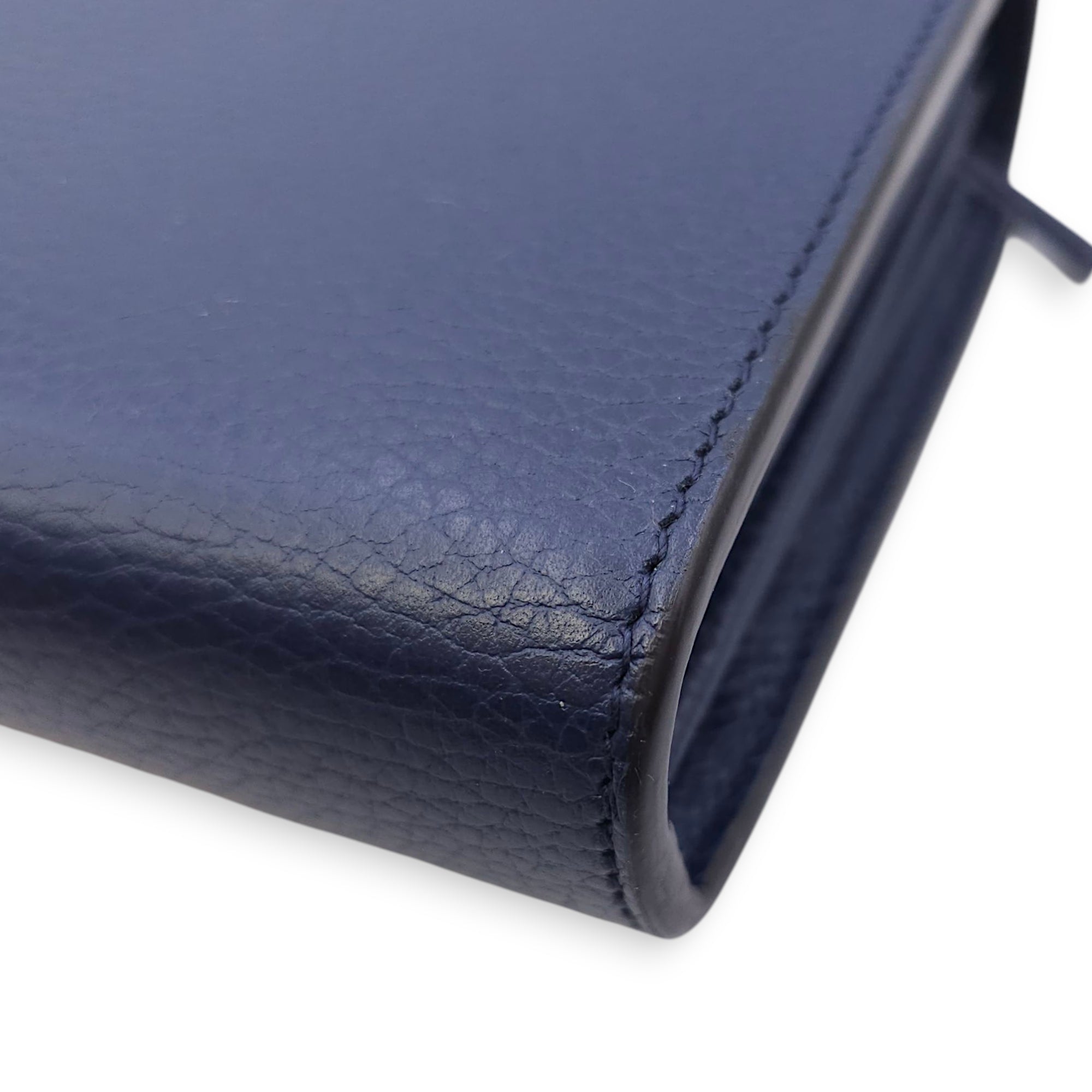 Dionysus Blue Wallet on Chain in Calfskin, Silver hardware