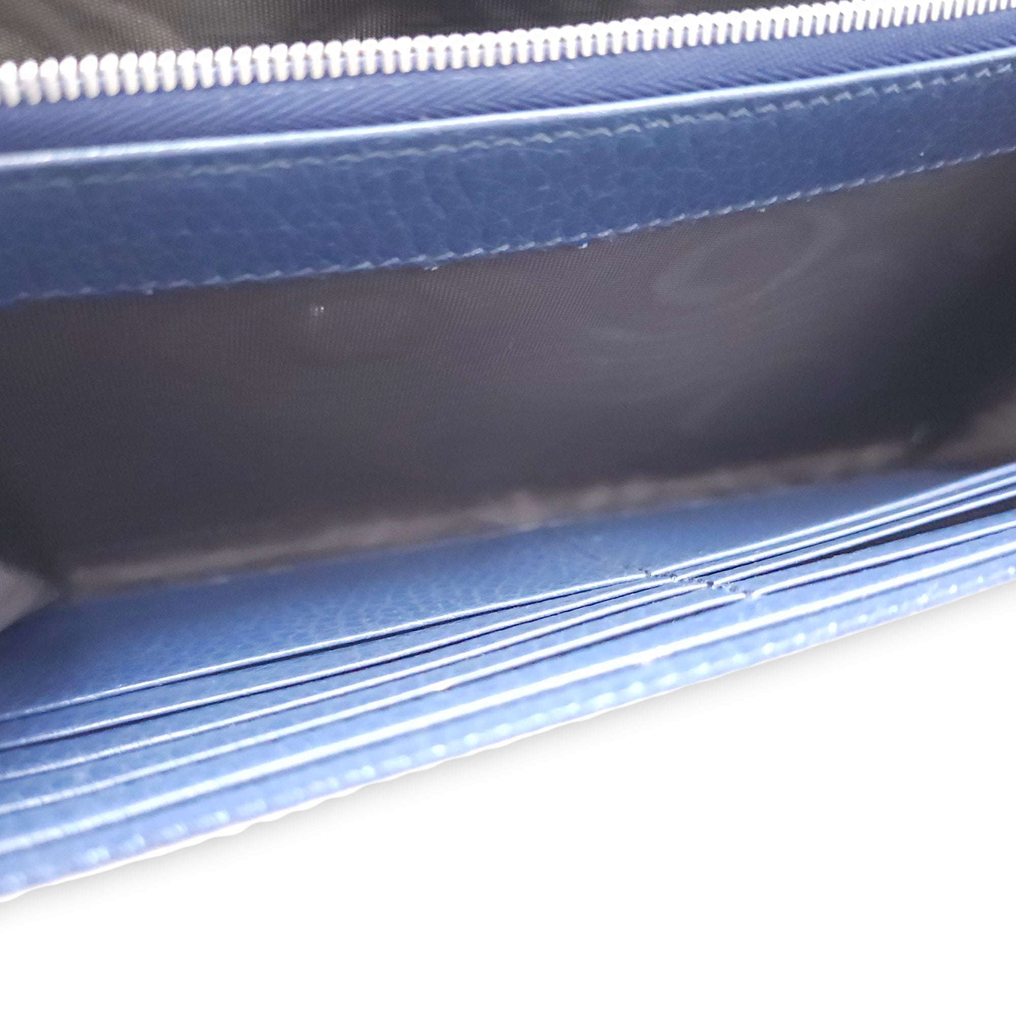 Dionysus Blue Wallet on Chain in Calfskin, Silver hardware